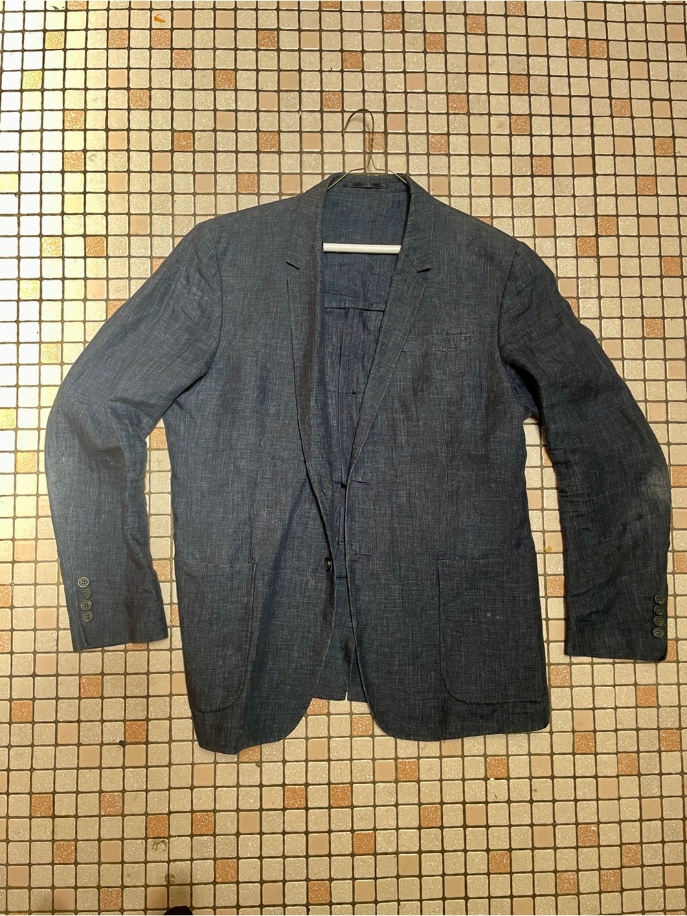 COS Men’s Navy Linen Casual Blazer